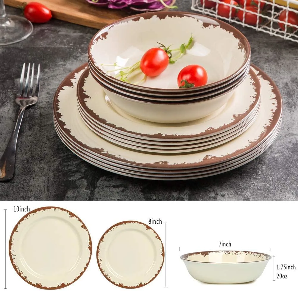 Luxury 12-Piece Melamine Dinnerware Sets Restaurant