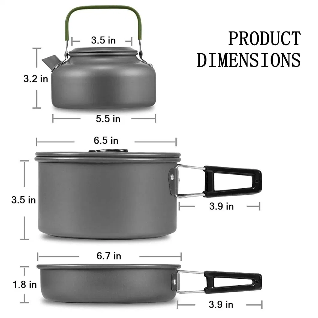 Aluminum Outdoor Folding Cookset Equipment Lightweight Backpacking Hiking Camping Cookware Set