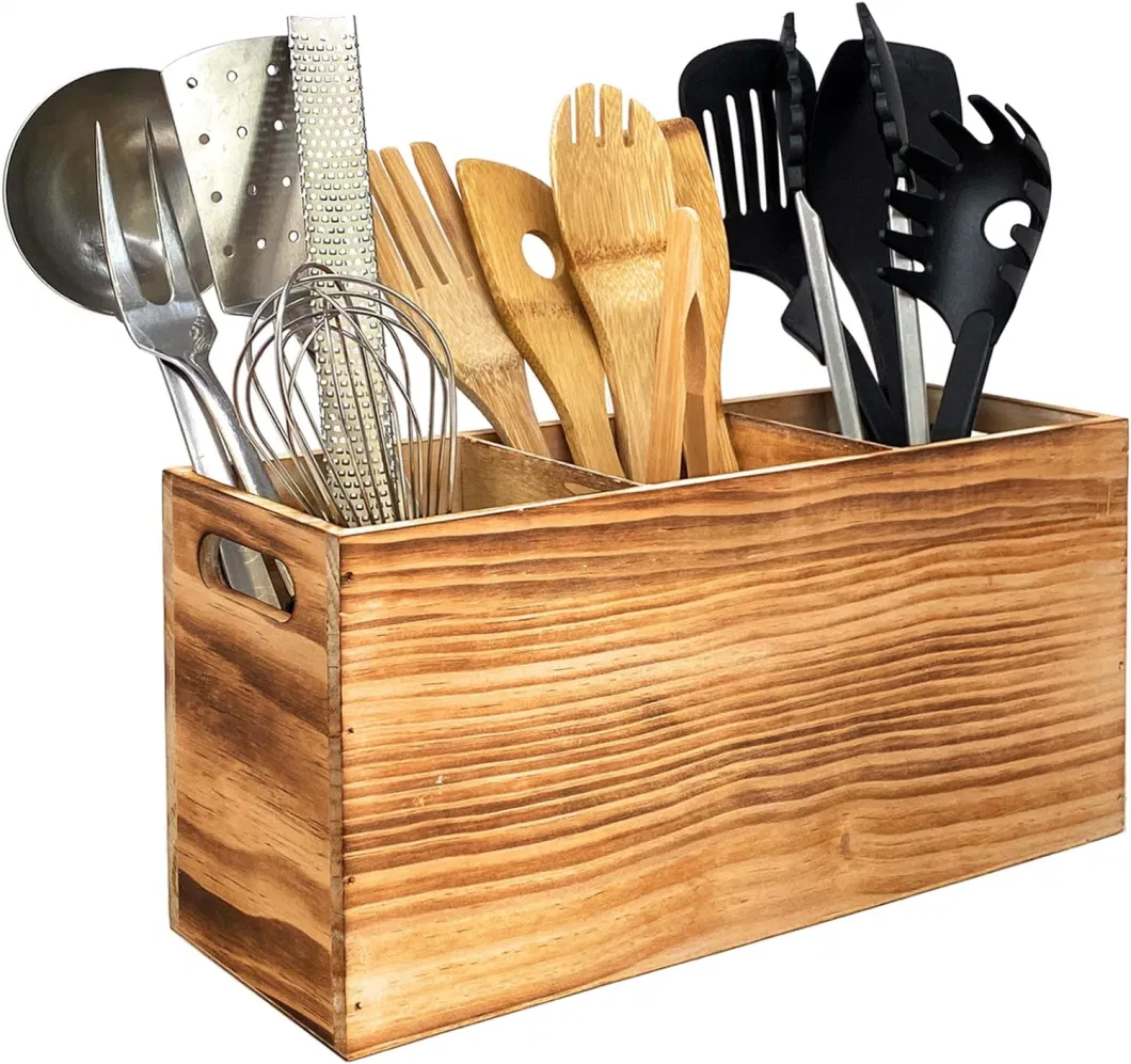 Accessories Utensil Holder Wood Kitchen Decor Countertop Organizer and Cooking Tools Storage