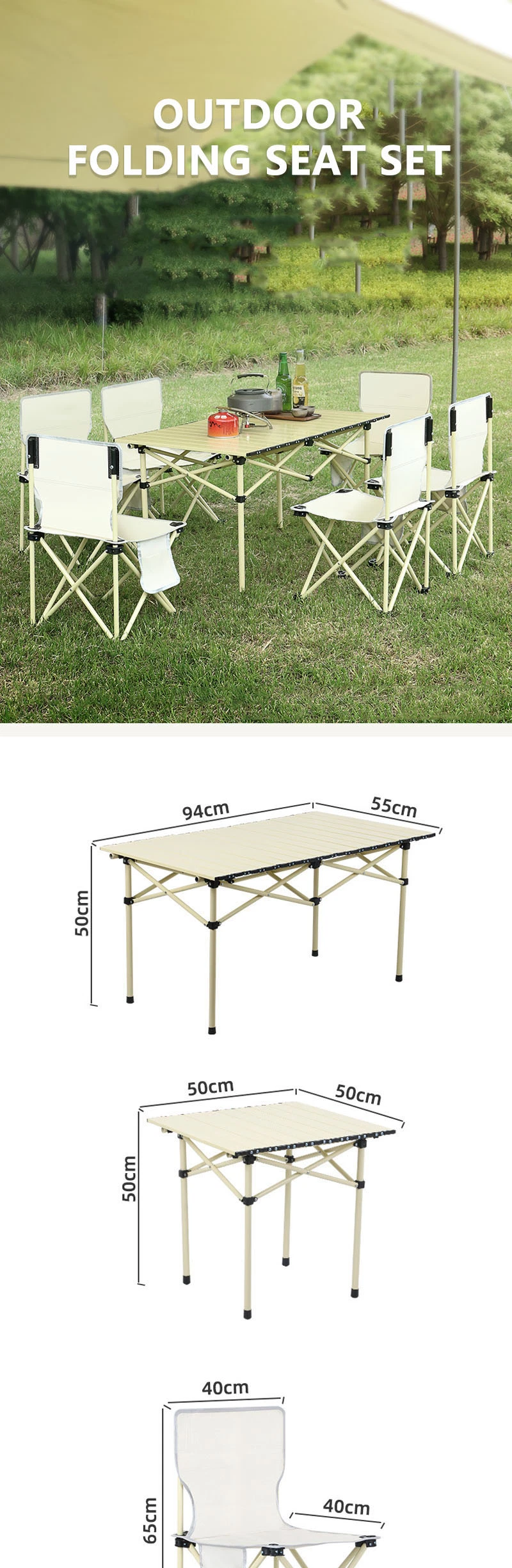 2022 New Style Foldable Outdoor Camping Kitchen Table Chair Set, Portable Camping Folding Table and Chairs Set