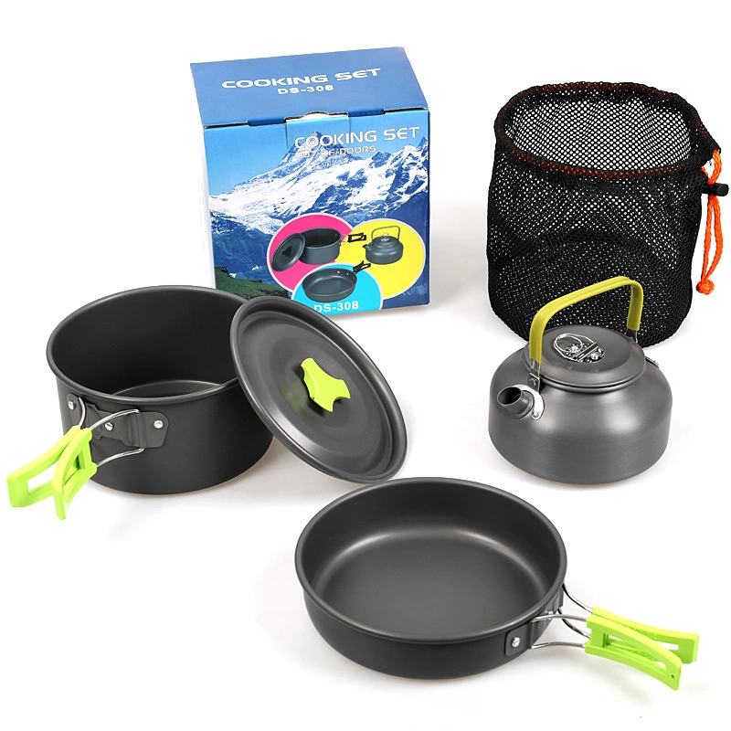 Portable Camping Cookware Cooking Set with Folding Pot, Water Bottle and Pans Set with Mesh Bag for Outdoor Backpacking, Hiking, Picnic