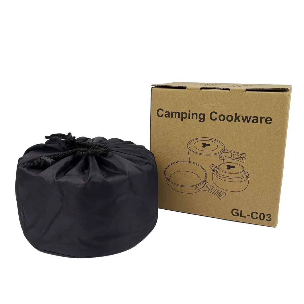 Hot Sale 2-3 People Outdoor Picnic Kitchen Tool Set Camping Folding Pot Set