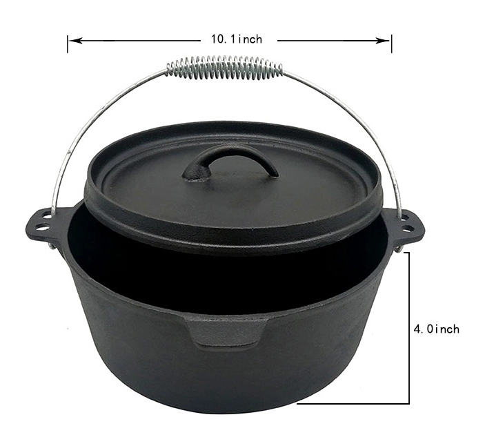 4.5qt Outdoor Camping Preseasoned Cast Iron Dutch Oven Cast Iron Cookware for Camping Fire