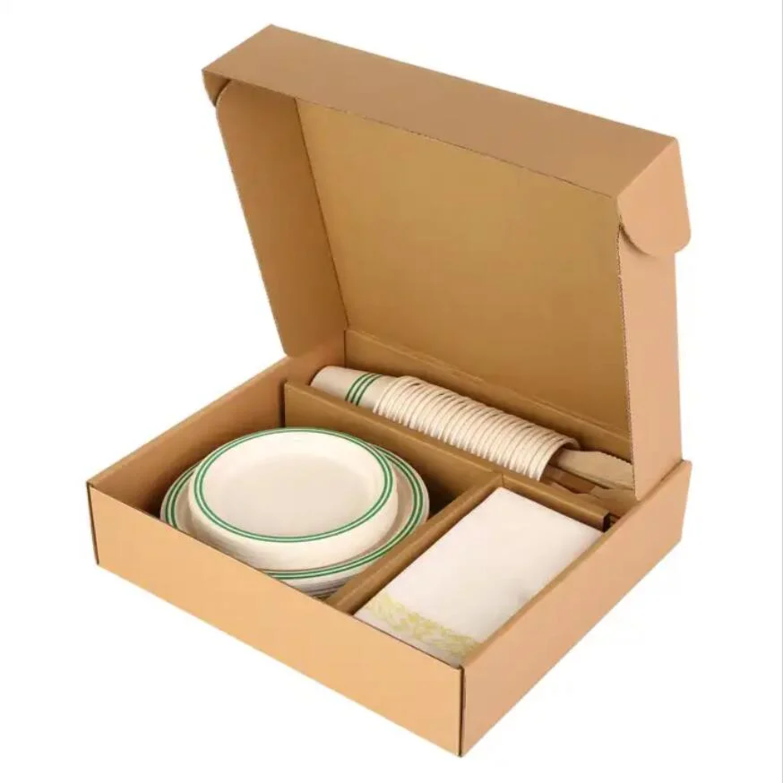 Disposable Birthday Home Camping Use Sugarcane Wood Bamboo Dinnerware