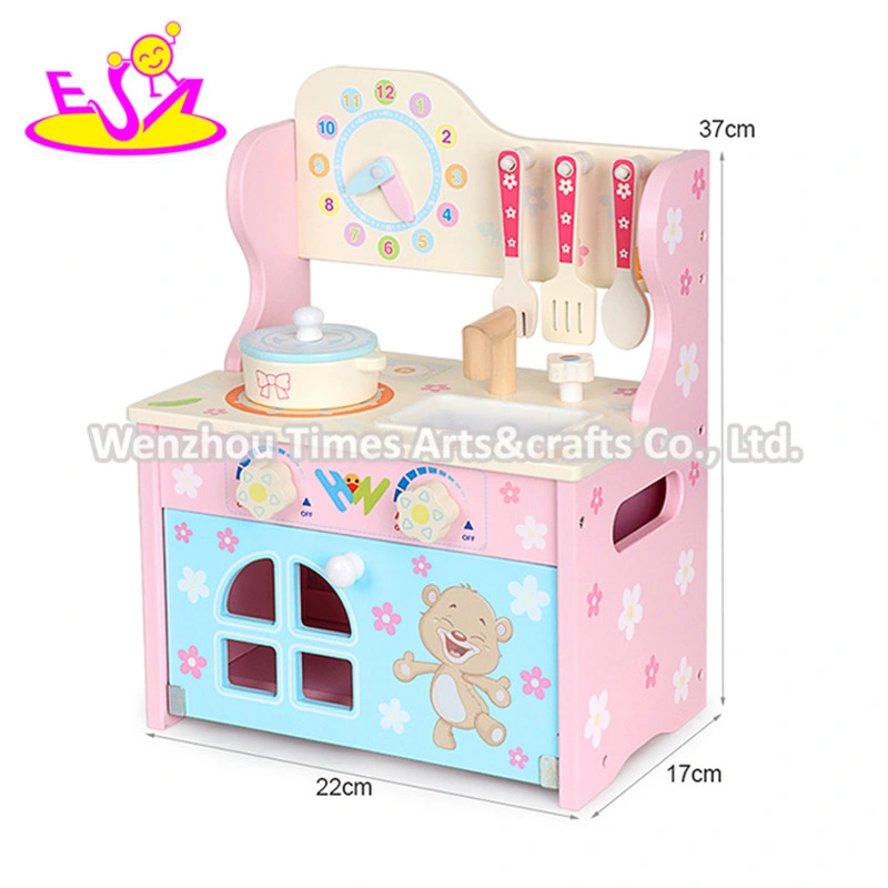 2020 New Released Pink Wooden Cooking Toys with Accessories W10c519