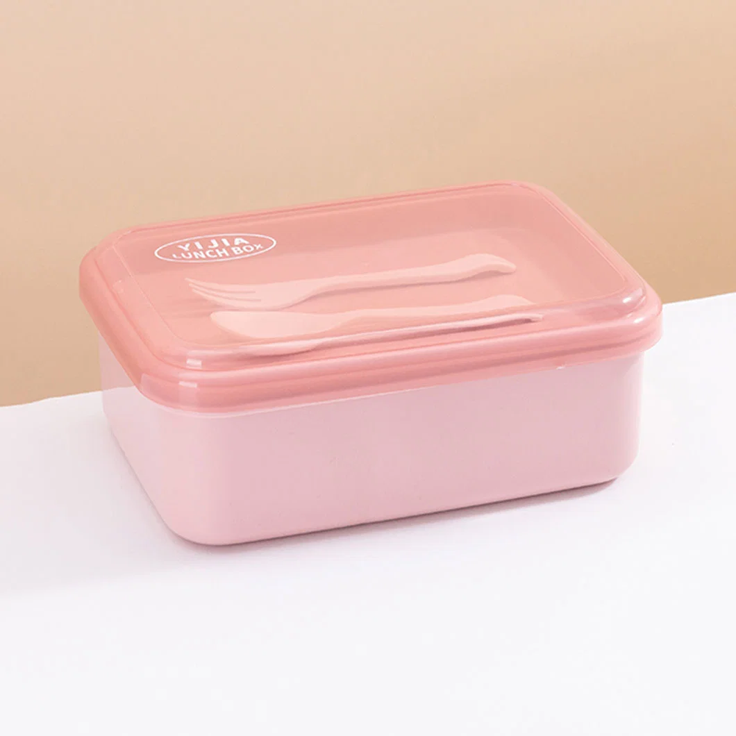 Rectangular Students with Lunch Box Plastic PP Can Microwave Japanese Two-Point Grid Work Canteen Meal Box Tableware