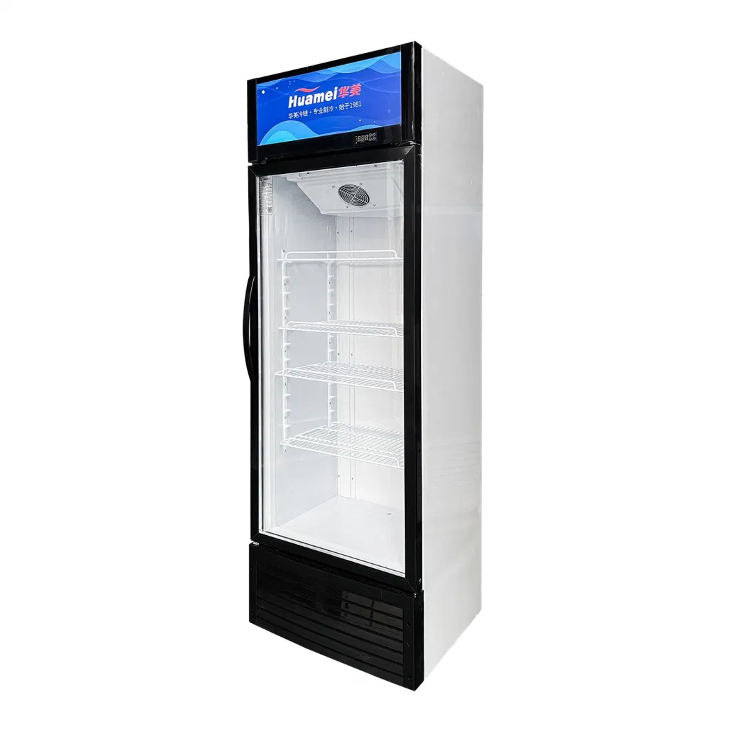 Dual Layer Glass Single Door Vertical Fan Cooling Luxury Beer Drinks and Pre-Made Food Commercial Refrigerated Display Storage LC-318W