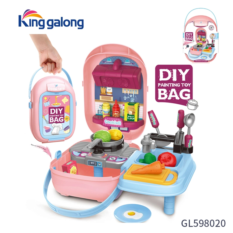 New Arrival Play Pretend Kitchen Toys 30 PCS DIY Suitcase Play Kitchen Tool Set Toy Simulation Cooking Set for Kids