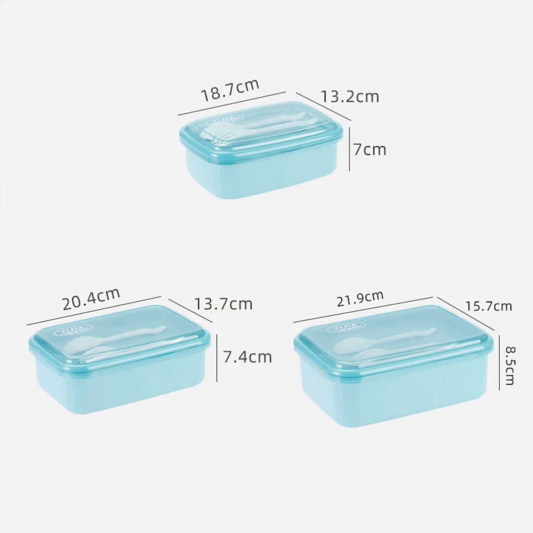 Rectangular Students with Lunch Box Plastic PP Can Microwave Japanese Two-Point Grid Work Canteen Meal Box Tableware