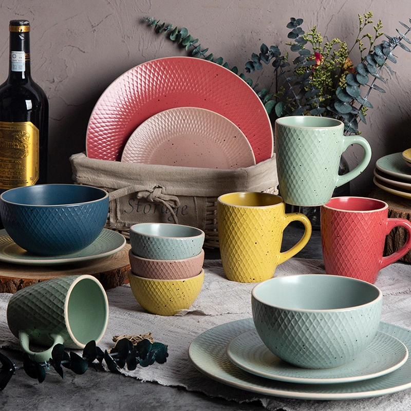 Ceramic Stoneware Dinnerware Sets Matt Color Glaze with Speckle
