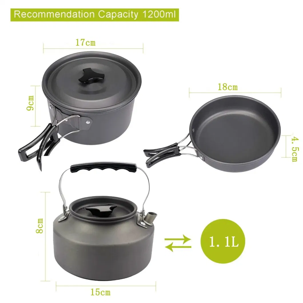 Hot Sale 2-3 People Outdoor Picnic Kitchen Tool Set Camping Folding Pot Set