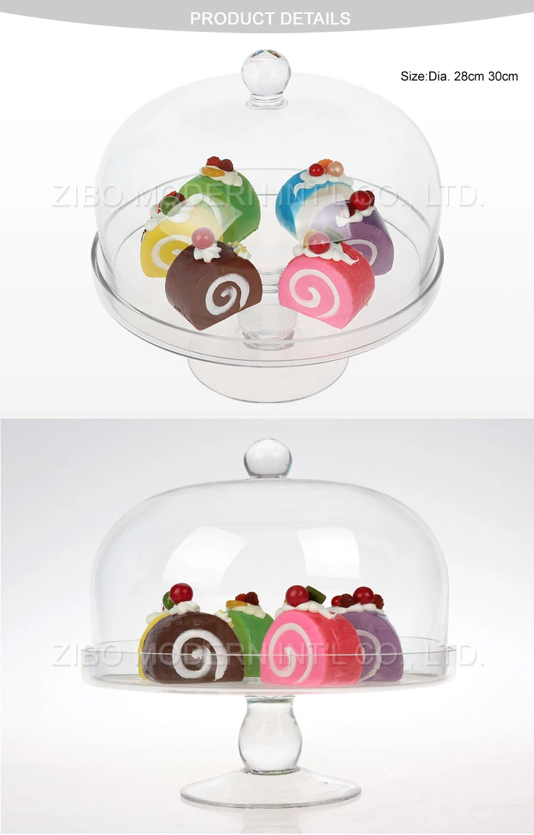 Wholesale Clear Glass Cake Stand and Dome with Glass Lid