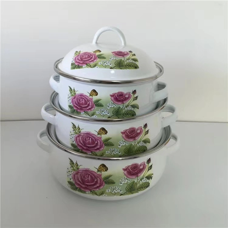 Dia. 16/18/20cm Enamel Casserole Custom Decal Logo Casserole Pot Food Warmer Pot Set