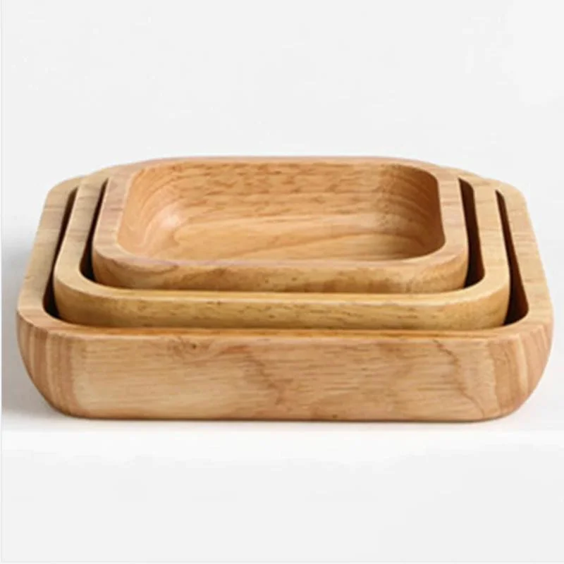 Serving Dishes Food Container Wood Tableware Rubber/Beech Solid Wood