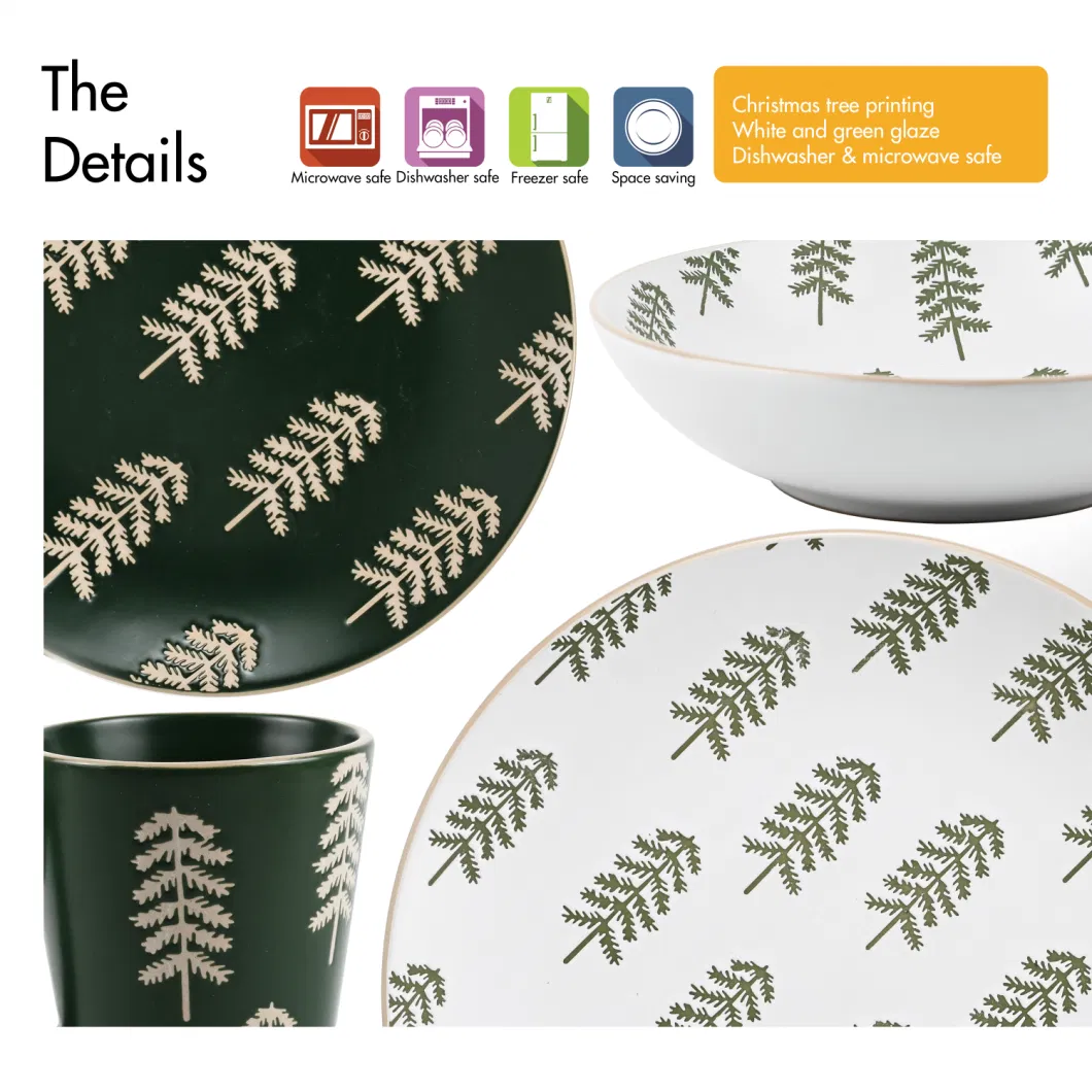 Wholesale Round Embossed Ceramic Plates Sets 12 Piece Dinnerware Dinner Set with Antique Rim