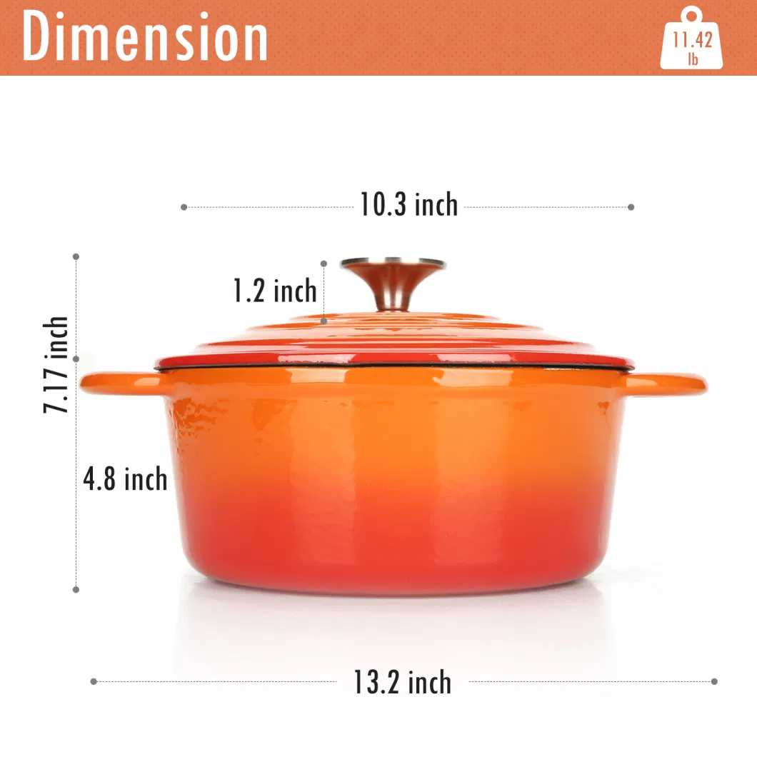 4.7qt Pre-Seasoned Enameled Cast Iron Dutch Oven Kitchen Casserole Cookware Set Cooking Pot
