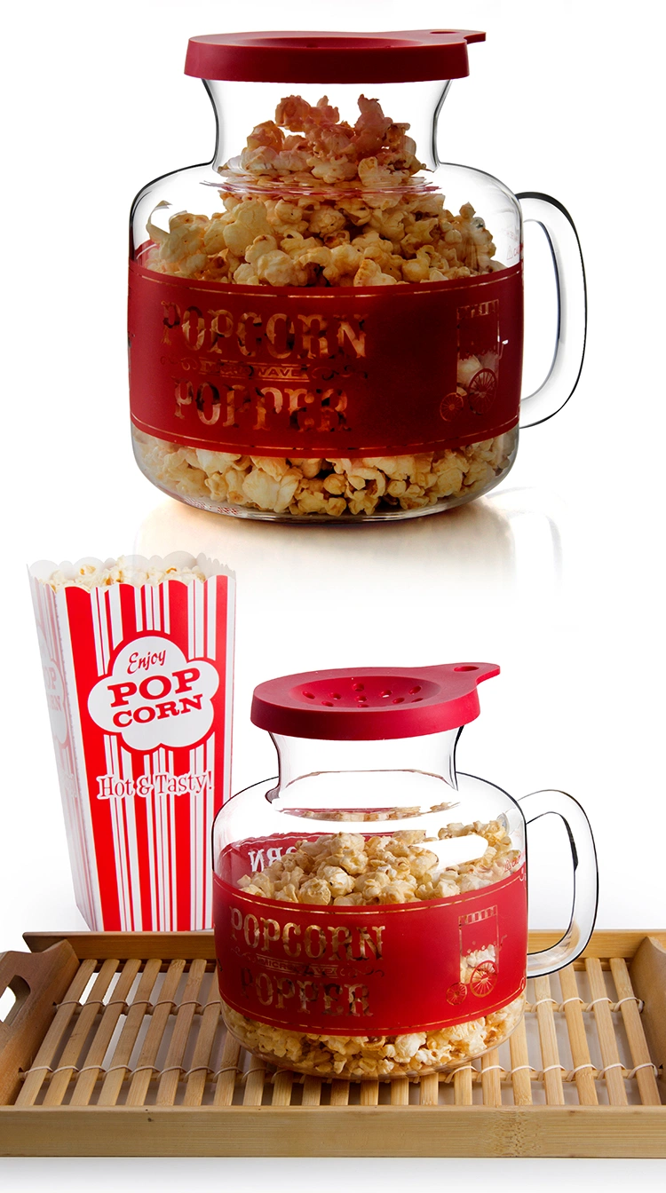 Wide Mouth Borosilicate Glass Storage Popcorn Bakeware with Food Grade Silicone Lids