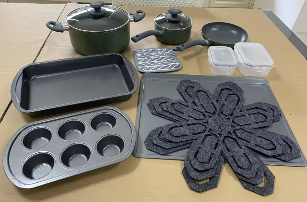 16PCS Luxury Nonstick Aluminum Alloy Nonstick Cookware Set with Carbon Steel Bakeware Set