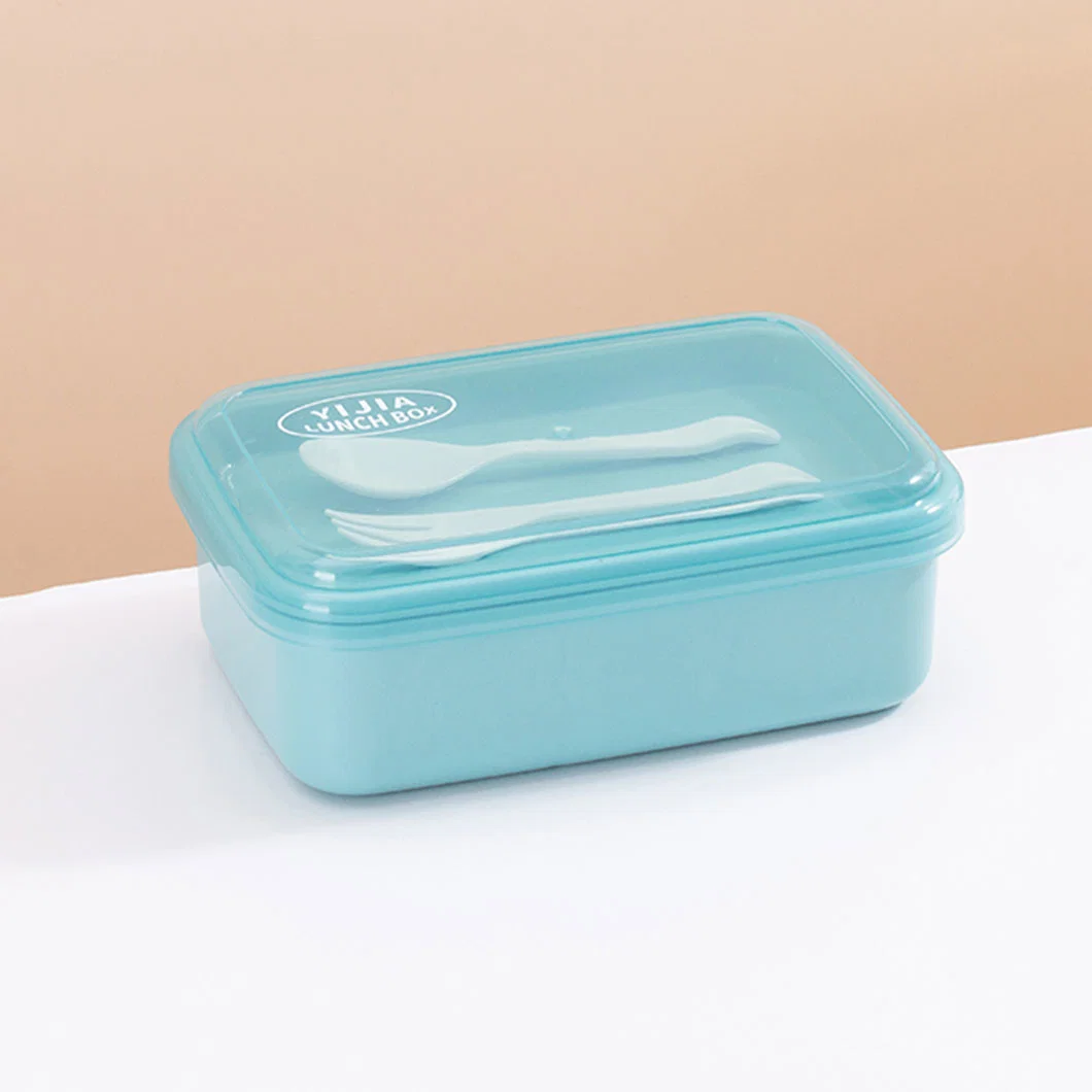 Rectangular Students with Lunch Box Plastic PP Can Microwave Japanese Two-Point Grid Work Canteen Meal Box Tableware