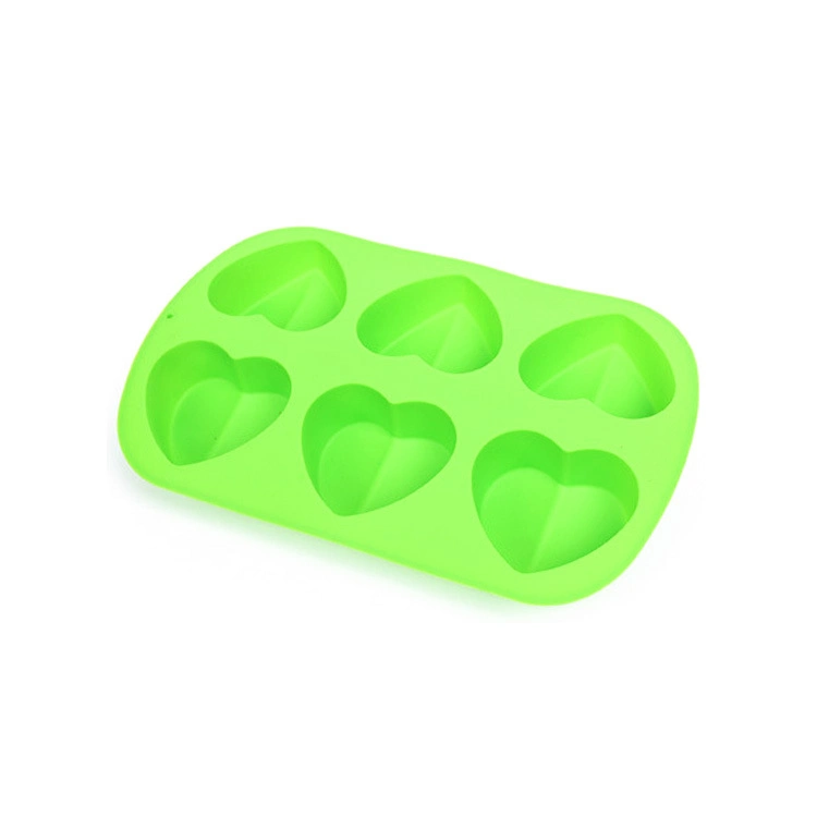 6-Cavity Love Heart Shaped Mould Silicone Bakeware Moulds Chocolate Soap Mold