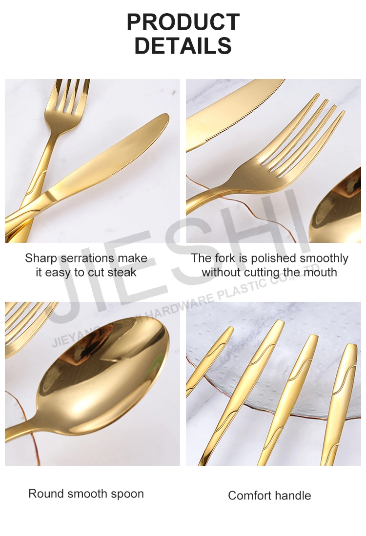 Luxury Tableware Golden Dinnerware Stainless Steel Cutlery Set