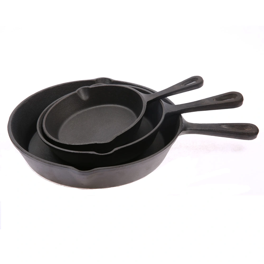 3PCS Cast Iron Skillet Set for Home Kitchen and Outdoor Camping