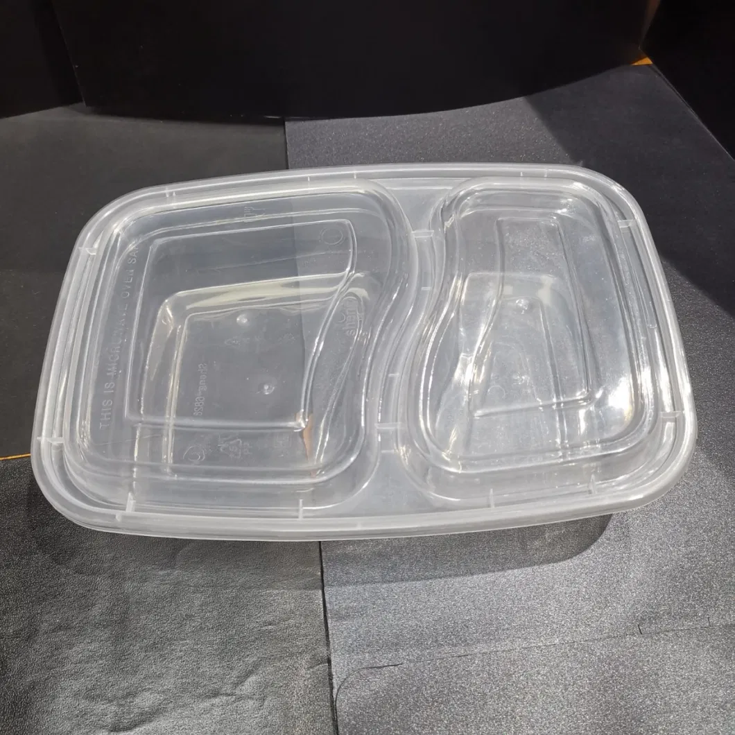 Two Compartments Microwavable Takeaway Plastic Food Container Food Packaging Tableware