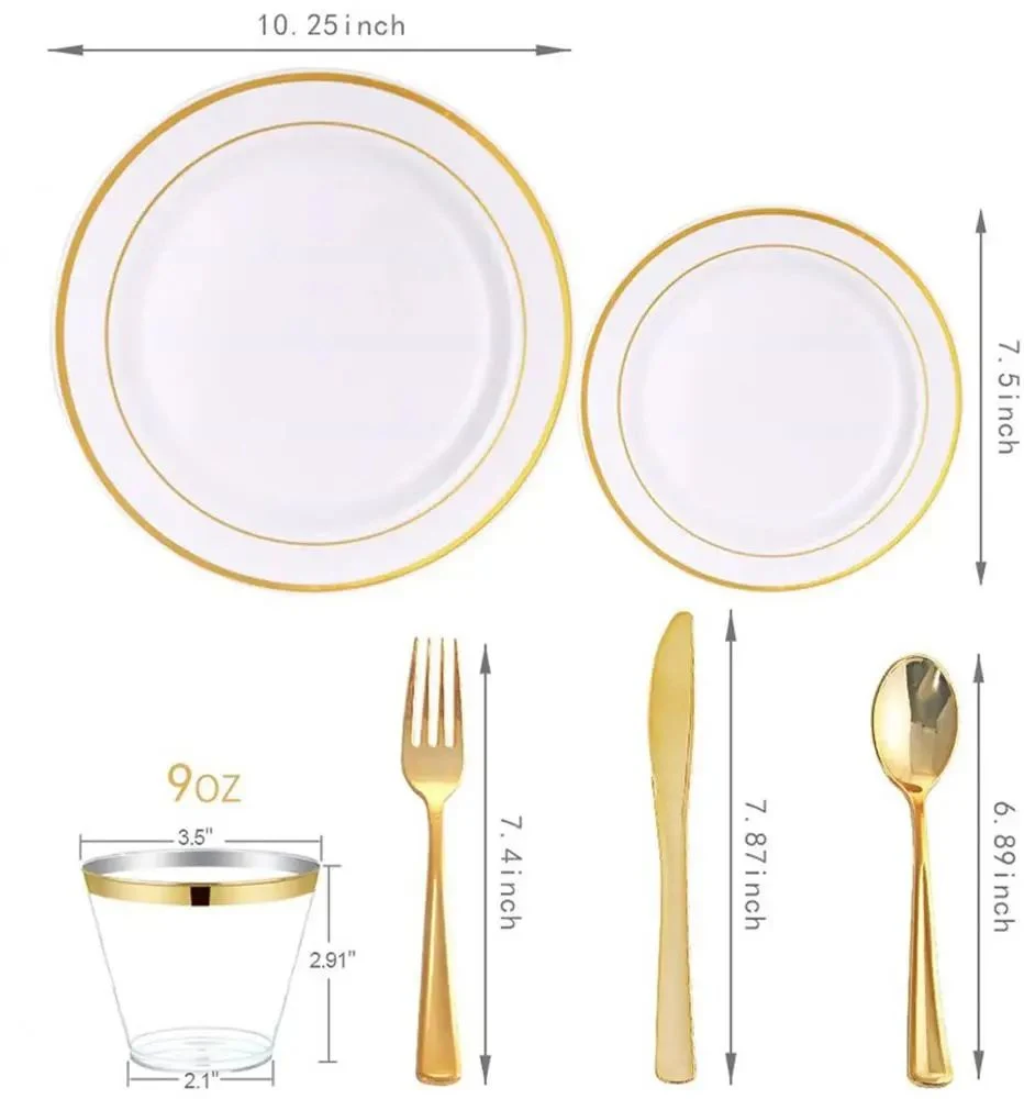 Multiuse Big Set Wedding Home Use Plastic Dinnerware Sets Plates Reusable Plastic Set for Dinner