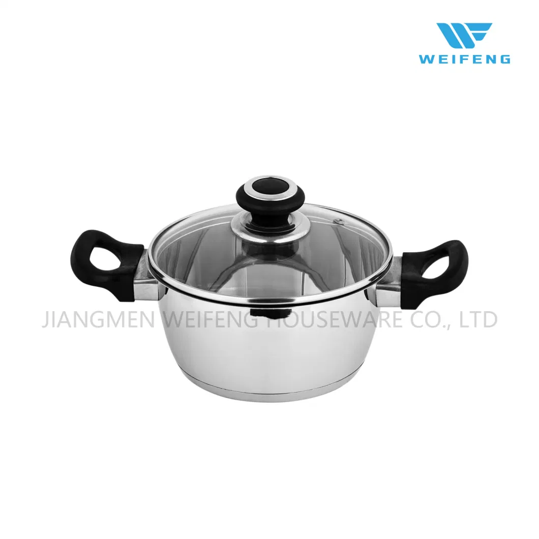 8 PCS Conical Shape Stainless Steel Cookware with Black Color Bakelite Handle Cookware Set