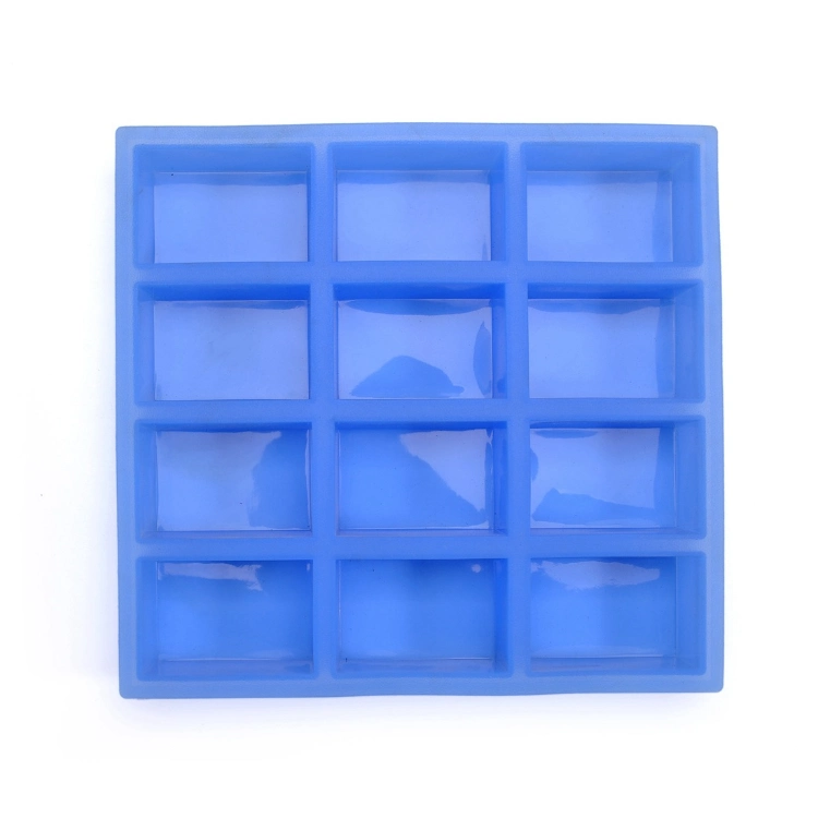 12 Cavity Silicone Soap Mold DIY Soap Molds Rectangle Baking Mold Kitchenware Cake Pan Biscuit Chocolate Mold for Homemade Craft