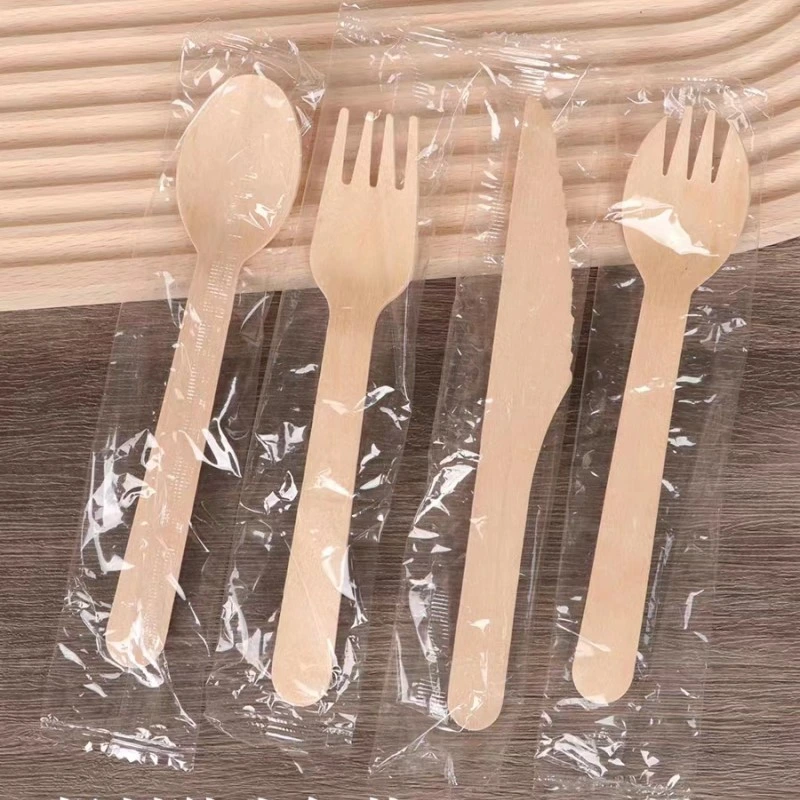 Biodegradable Natural Food Grade Birch Wood Tableware for Lunch Wooden Forks for Cooking Set for Kitchen Honey Salad Dessert Dinner Tableware Wooden Cutlery