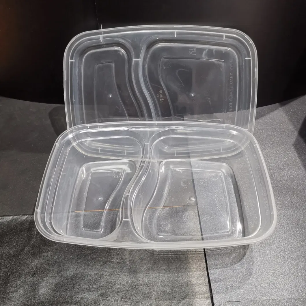 Two Compartments Microwavable Takeaway Plastic Food Container Food Packaging Tableware