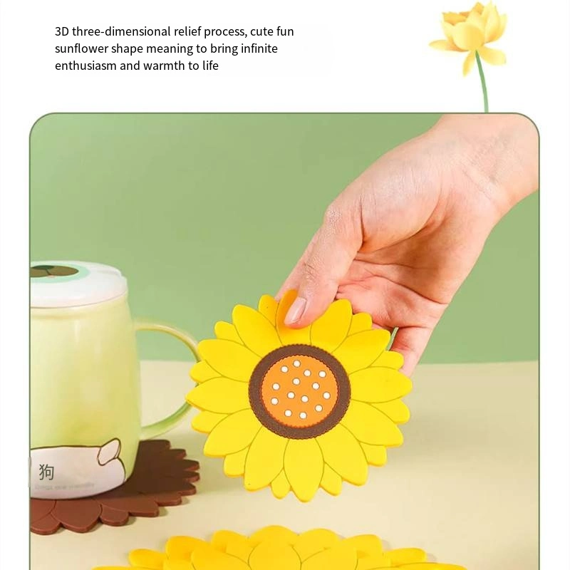 Sunflower Household Cutlery Silicone Insulation Pad Anti-Scalding Tea Cup Rubber