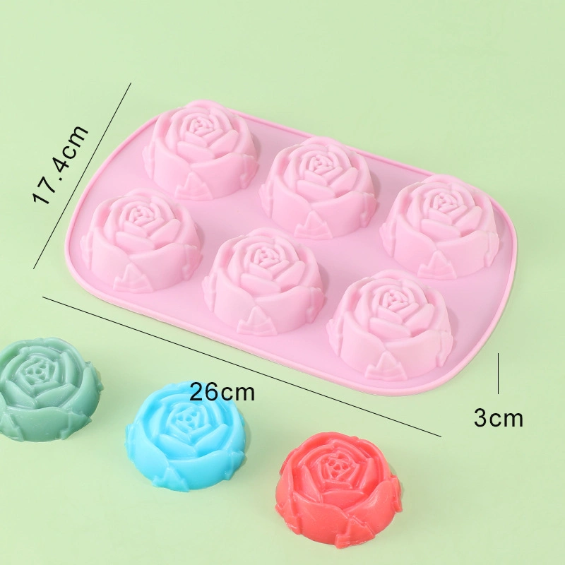 BPA Free 6 Cavity Roseshape Silicone Cake Mold Kitchen Baking Utensils