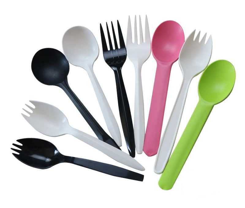 High Quality Plastic PS Disposable Plastic Knife and Fork Spoon Black Cutlery Set Dinnerware Set