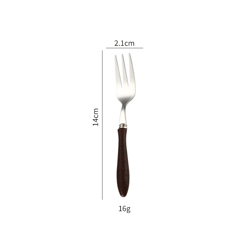 Western 304 Stainless Steel Wooden Handle Knife and Fork Spoon Set Tableware