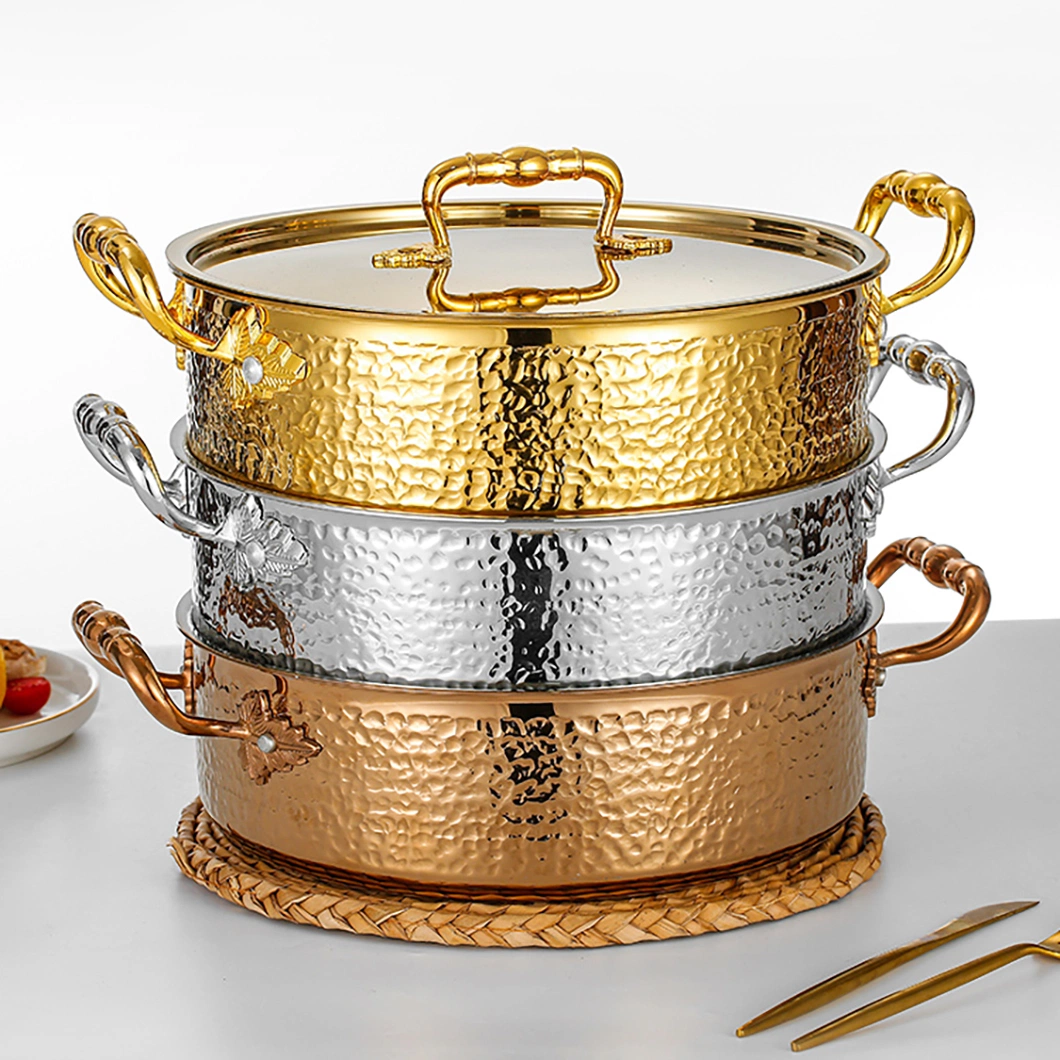 New High Quality Stainless Steel Soup Pot Three-Layer Steel Kitchenware with Cover