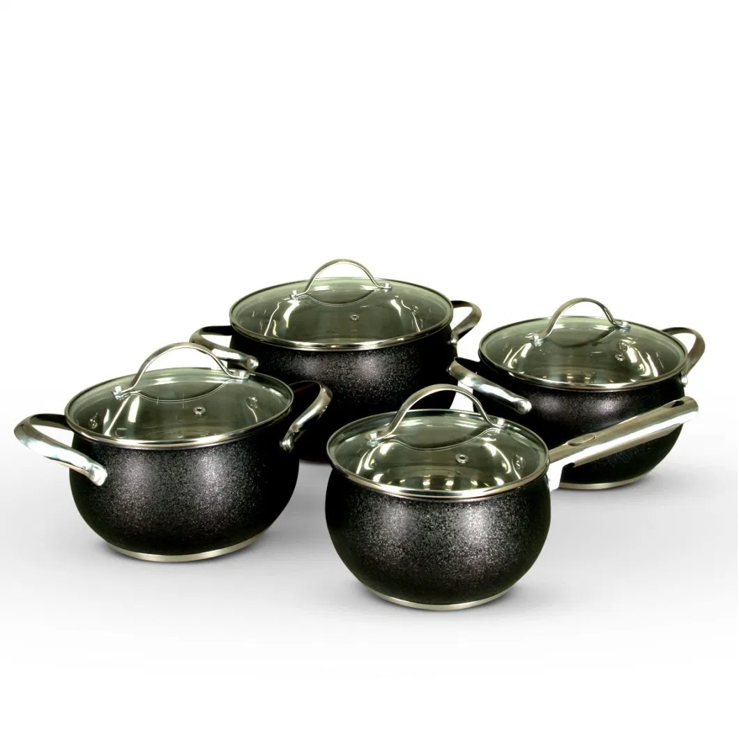 Stainless Steel Apple Shaped 9PCS Cookware Set- Kitchen Metal Cooking Pots Set in Customized Color Coatings, Induction Compatible, Nonstick Fry Pan Available