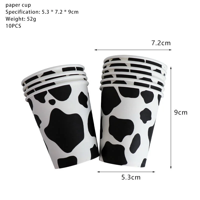Hot Sale Birthday Party Supplies Dairy Cow Themed Paper Disposable Tableware Set