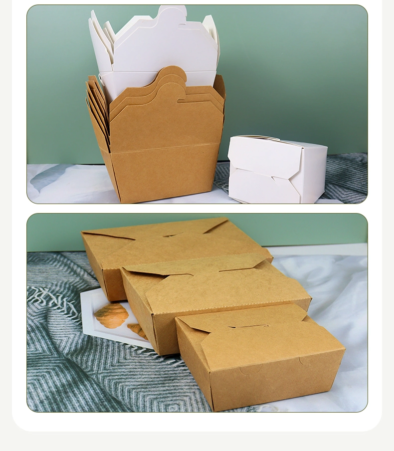 Isposable Tableware Double Compartment Lunch Box Sandwich Fast Takeaway Packaging Brown Kraft Paper Food Box Packaging