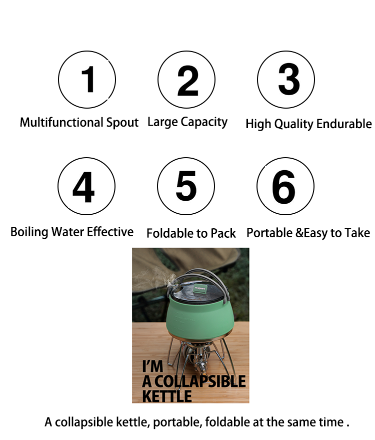 Cooking Utensils Portable Multi-Function Outdoor Camping Picnic Collapsible Silicone Foldable Water Kettle with Handle Cup Mug Bowl Camping Set