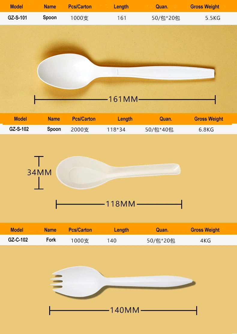 Wholesale Custom Spoon Fork Knife Set Biodegradable Bagasse Environmental Friendly Disposable Fork