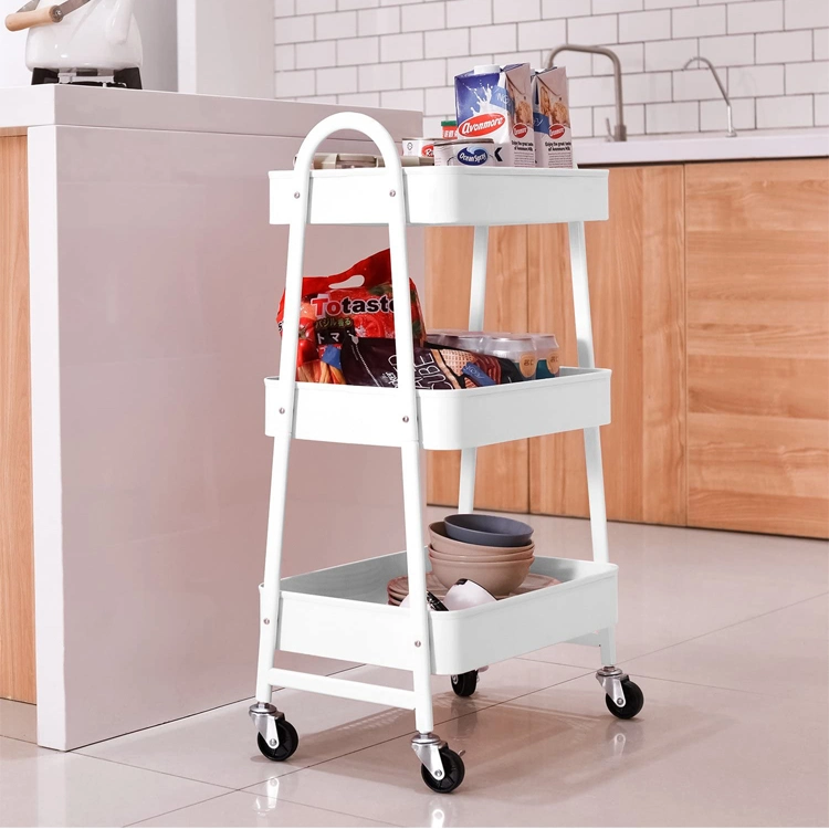 Metal Utility Service Trolley Cart Organizer for Office China Kitchen Standing Type Vegetable Fruit Storage Rack Trolley Cart