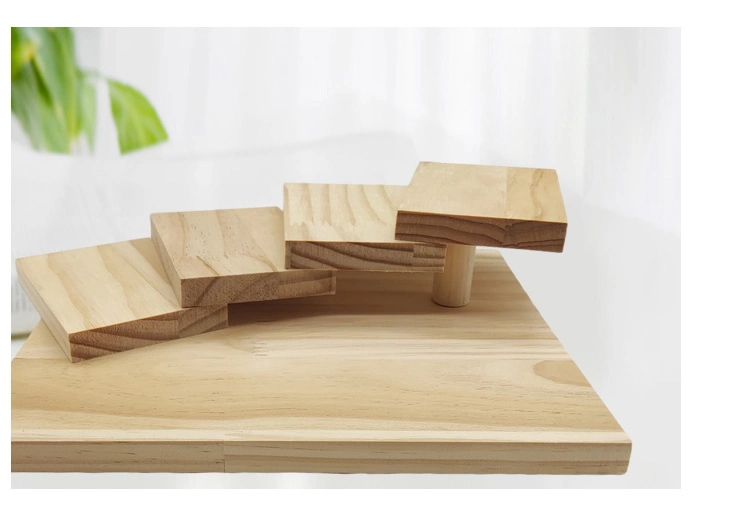 Natural Wood Texture Commercial Restaurant Food Tableware Ladder Square Display Table