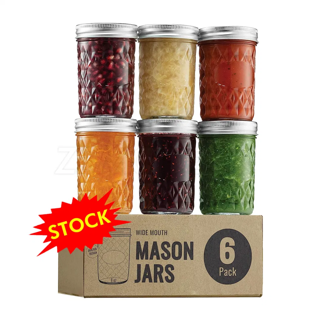 Stock 8oz Mason Jars Food Storage Container Airtight Container for Pickling