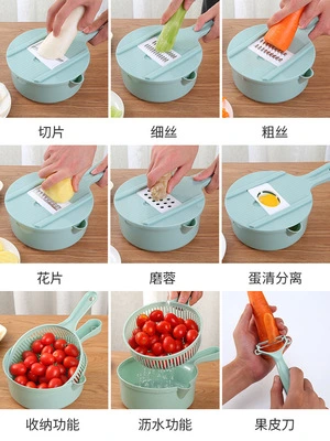 Kitchen Tools 3-in-1 Food Processor Vegetable Chopper Cutter Hand Roller Meat Mincer Household Manual Meat