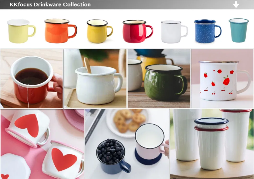 6/7/8/9/10/12cm Enamel Mug Coffee Cup/Camping/Travel/Gift Mug S/S Rim Mug 0.25L/0.35L/0.5L/0.65L/1L Capacity Dinnerware Kitchen Utensil