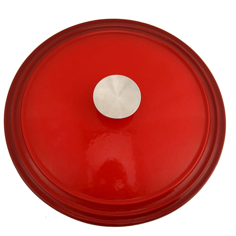 Wholesale Red Round Shape Enameled Cast Iron Dutch Oven Pot with Lid Heavy-Duty Casserole Cooking Pots 5qt