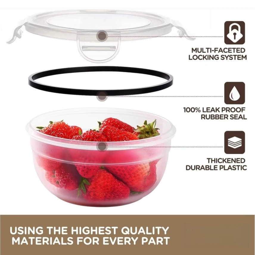 Microwave Freezer Dishwasher Safe BPA Free Transparent PP Plastic Food Storage Container with Secure Lock Lid