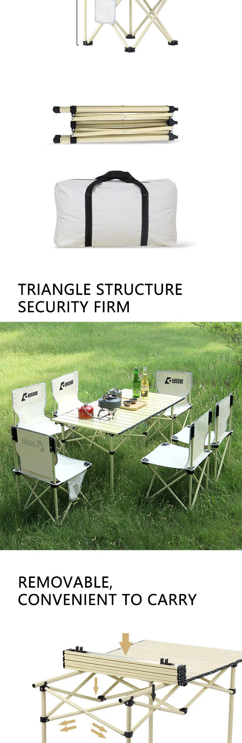 2022 New Style Foldable Outdoor Camping Kitchen Table Chair Set, Portable Camping Folding Table and Chairs Set